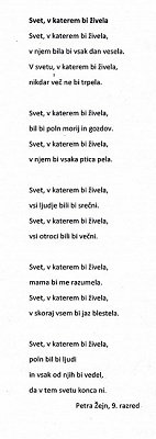 Petra Žejn, 9.r., Svet, katerem bi živela